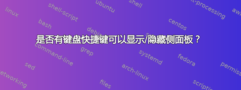 是否有键盘快捷键可以显示/隐藏侧面板？