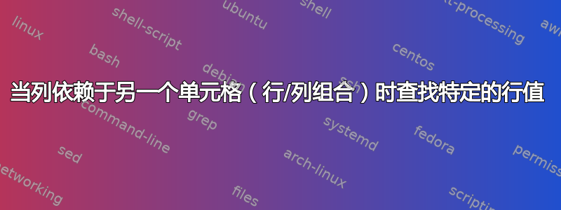 当列依赖于另一个单元格（行/列组合）时查找特定的行值