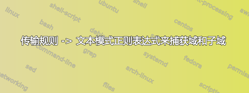 传输规则 -> 文本模式正则表达式来捕获域和子域