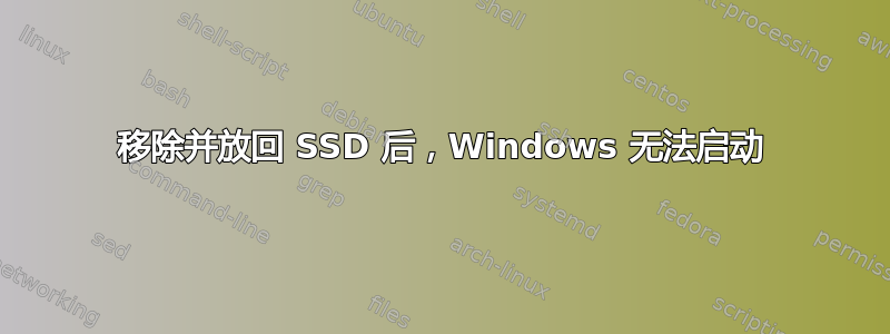 移除并放回 SSD 后，Windows 无法启动