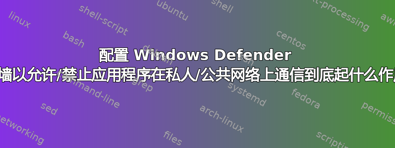 配置 Windows Defender 防火墙以允许/禁止应用程序在私人/公共网络上通信到底起什么作用？