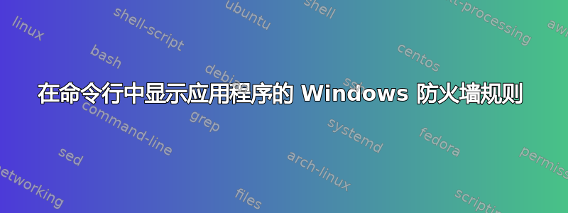 在命令行中显示应用程序的 Windows 防火墙规则