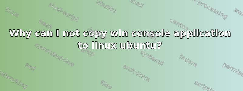 Why can I not copy win console application to linux ubuntu?