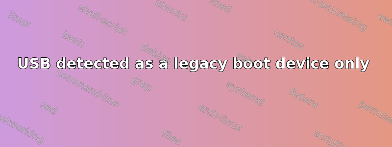 USB detected as a legacy boot device only