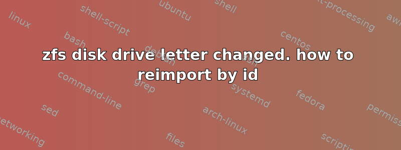 zfs disk drive letter changed. how to reimport by id