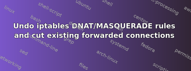 Undo iptables DNAT/MASQUERADE rules and cut existing forwarded connections