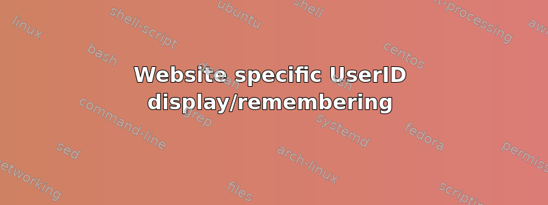 Website specific UserID display/remembering