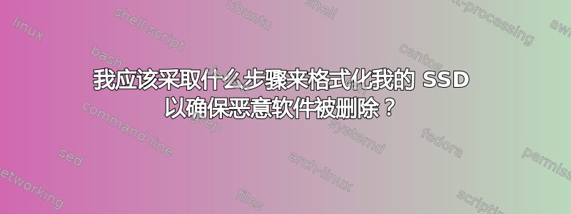 我应该采取什么步骤来格式化我的 SSD 以确保恶意软件被删除？