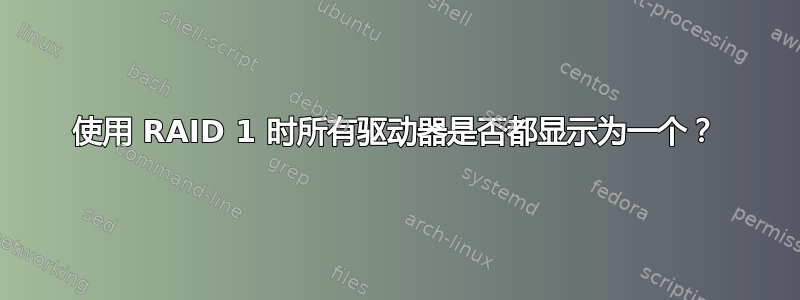 使用 RAID 1 时所有驱动器是否都显示为一个？