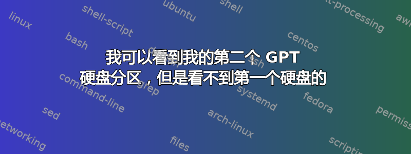 我可以看到我的第二个 GPT 硬盘分区，但是看不到第一个硬盘的