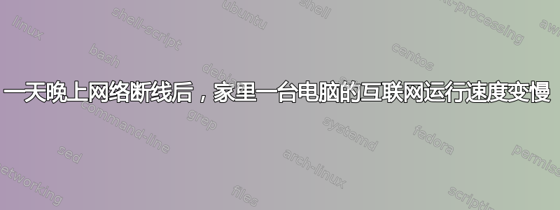 一天晚上网络断线后，家里一台电脑的互联网运行速度变慢