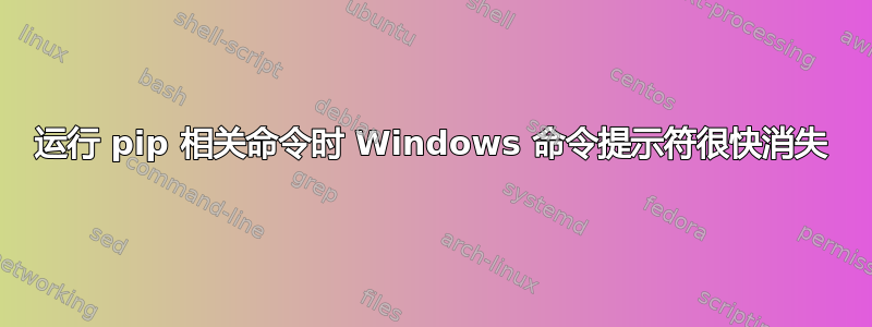 运行 pip 相关命令时 Windows 命令提示符很快消失