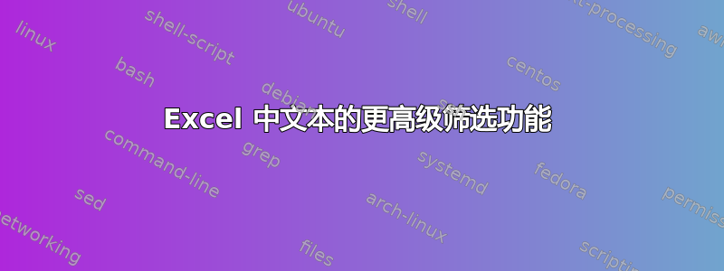 Excel 中文本的更高级筛选功能