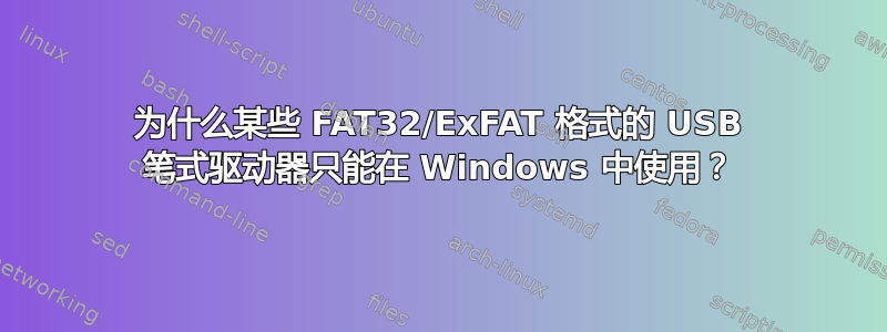 为什么某些 FAT32/ExFAT 格式的 USB 笔式驱动器只能在 Windows 中使用？