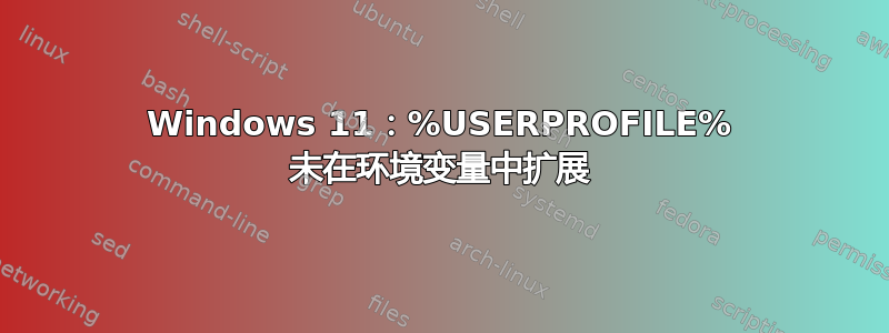 Windows 11：%USERPROFILE% 未在环境变量中扩展