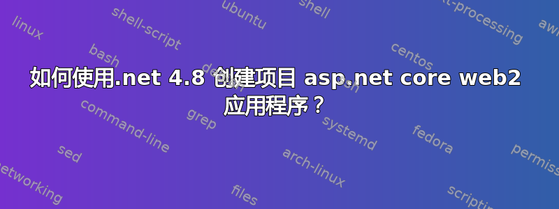 如何使用.net 4.8 创建项目 asp.net core web2 应用程序？