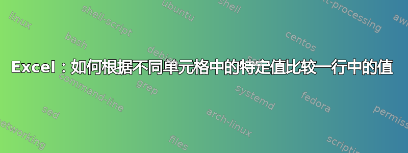 Excel：如何根据不同单元格中的特定值比较一行中的值