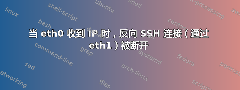 当 eth0 收到 IP 时，反向 SSH 连接（通过 eth1）被断开