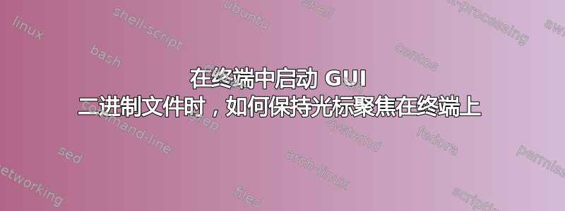 在终端中启动 GUI 二进制文件时，如何保持光标聚焦在终端上