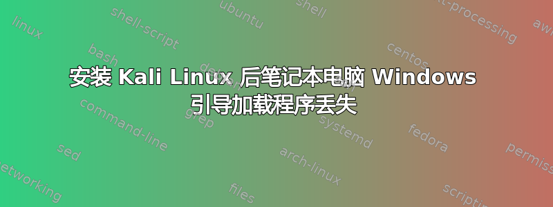 安装 Kali Linux 后笔记本电脑 Windows 引导加载程序丢失