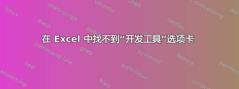 在 Excel 中找不到“开发工具”选项卡