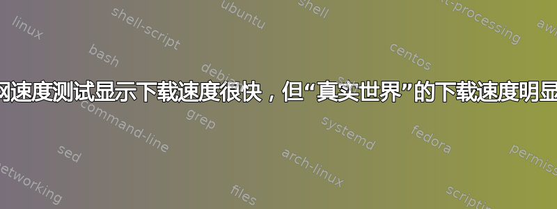 互联网速度测试显示下载速度很快，但“真实世界”的下载速度明显较慢