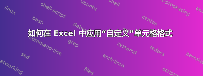 如何在 Excel 中应用“自定义”单元格格式