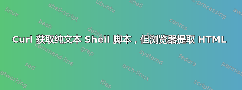 Curl 获取纯文本 Shell 脚本，但浏览器提取 HTML