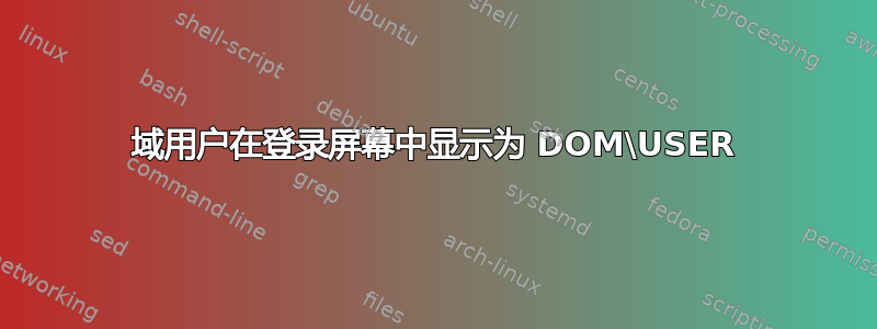 域用户在登录屏幕中显示为 DOM\USER