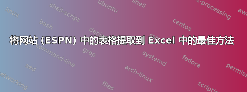 将网站 (ESPN) 中的表格提取到 Excel 中的最佳方法