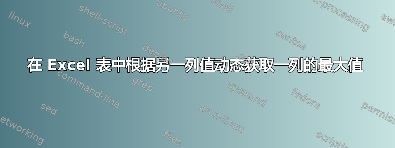 在 Excel 表中根据另一列值动态获取一列的最大值