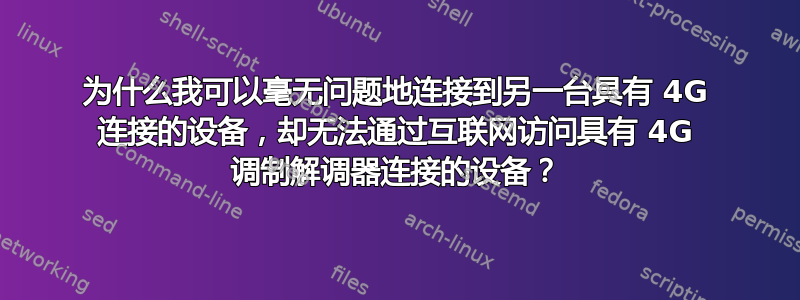 为什么我可以毫无问题地连接到另一台具有 4G 连接的设备，却无法通过互联网访问具有 4G 调制解调器连接的设备？