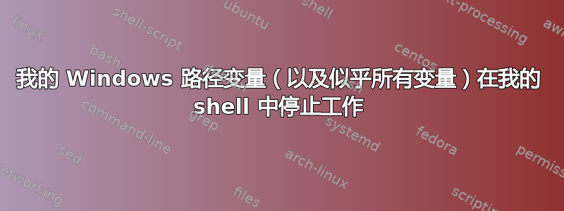 我的 Windows 路径变量（以及似乎所有变量）在我的 shell 中停止工作