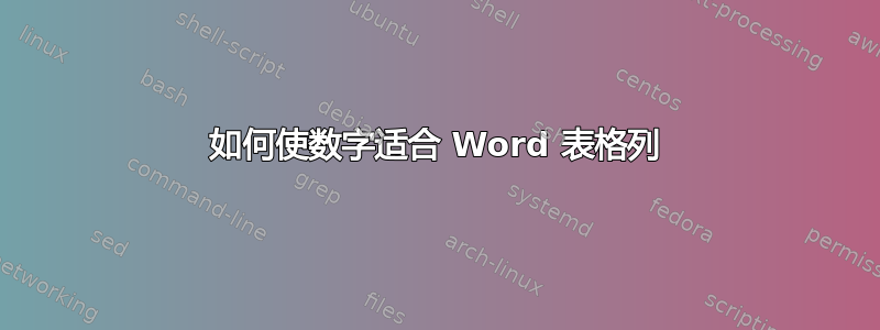 如何使数字适合 Word 表格列