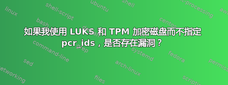 如果我使用 LUKS 和 TPM 加密磁盘而不指定 pcr_ids，是否存在漏洞？