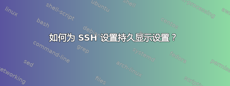 如何为 SSH 设置持久显示设置？