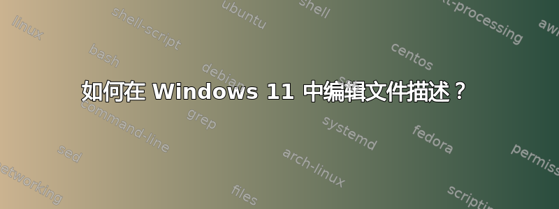 如何在 Windows 11 中编辑文件描述？