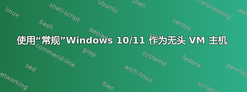 使用“常规”Windows 10/11 作为无头 VM 主机