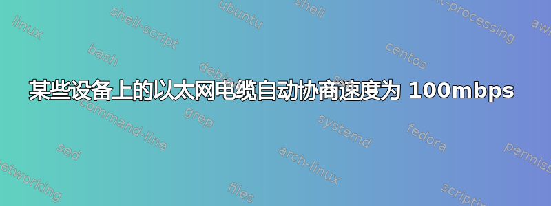 某些设备上的以太网电缆自动协商速度为 100mbps