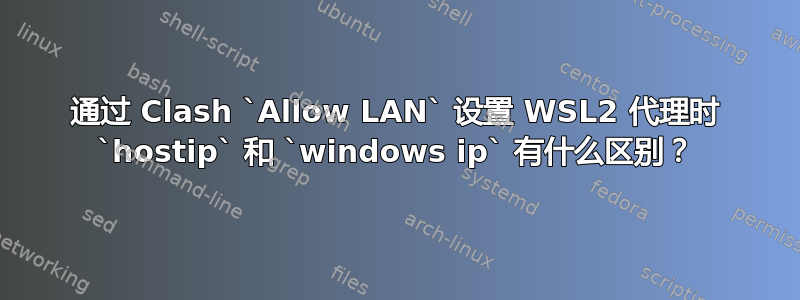 通过 Clash `Allow LAN` 设置 WSL2 代理时 `hostip` 和 `windows ip` 有什么区别？