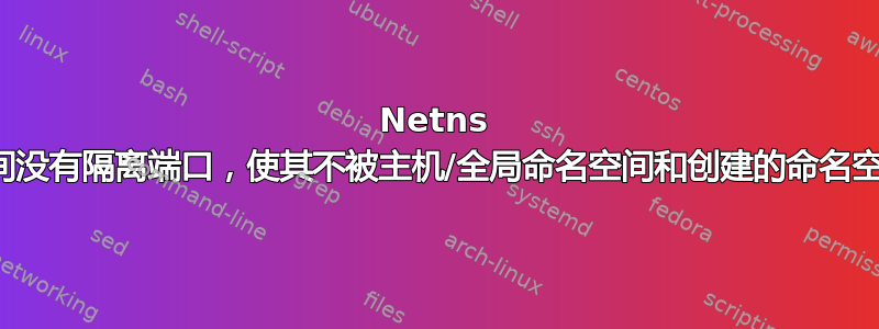 Netns 命名空间没有隔离端口，使其不被主机/全局命名空间和创建的命名空间共享