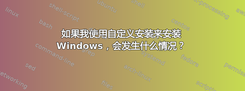 如果我使用自定义安装来安装 Windows，会发生什么情况？