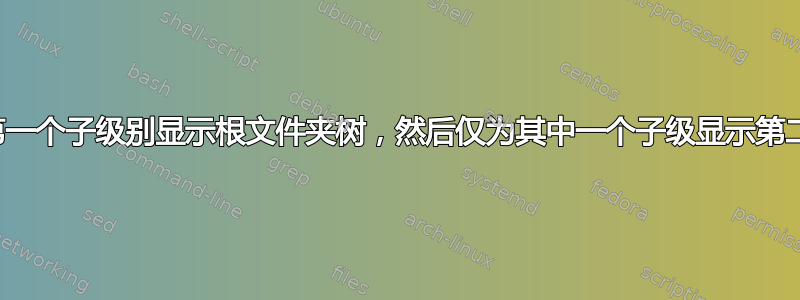 如何仅为第一个子级别显示根文件夹树，然后仅为其中一个子级显示第二个子级别