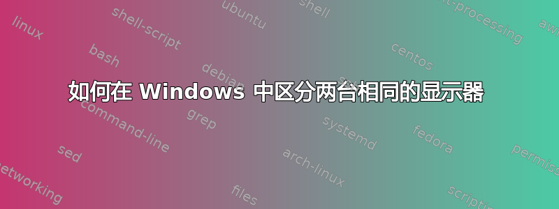 如何在 Windows 中区分两台相同的显示器