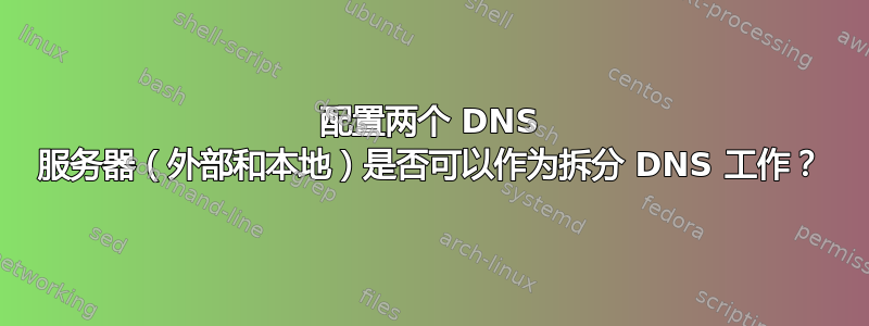 配置两个 DNS 服务器（外部和本地）是否可以作为拆分 DNS 工作？