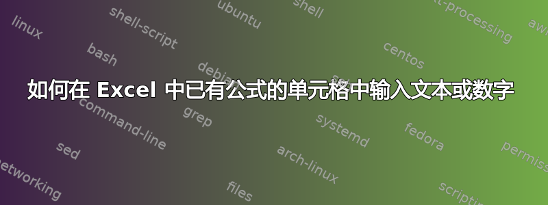 如何在 Excel 中已有公式的单元格中输入文本或数字