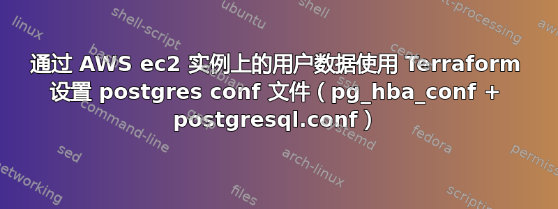 通过 AWS ec2 实例上的用户数据使用 Terraform 设置 postgres conf 文件（pg_hba_conf + postgresql.conf）