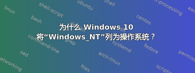 为什么 Windows 10 将“Windows_NT”列为操作系统？