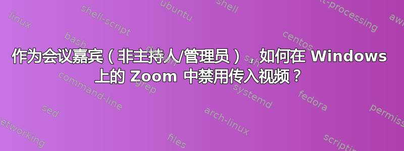 作为会议嘉宾（非主持人/管理员），如何在 Windows 上的 Zoom 中禁用传入视频？