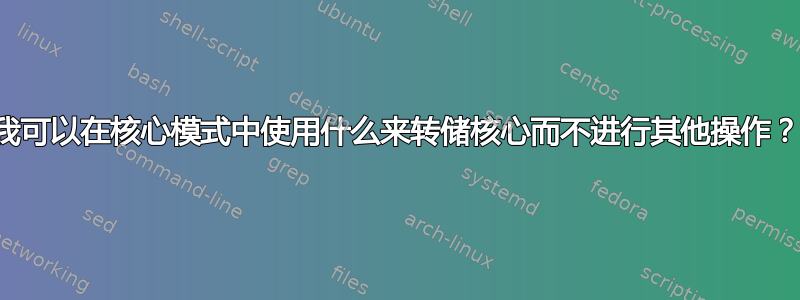 我可以在核心模式中使用什么来转储核心而不进行其他操作？